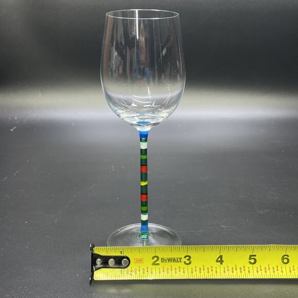 Wine Glasses Caprice by CRATE & BARREL 8 1/8” Tall | eBay 2 Crate & Barrel Caprice Wine Glasses 8 1/8” Tall Retired Multicolor Band Stem